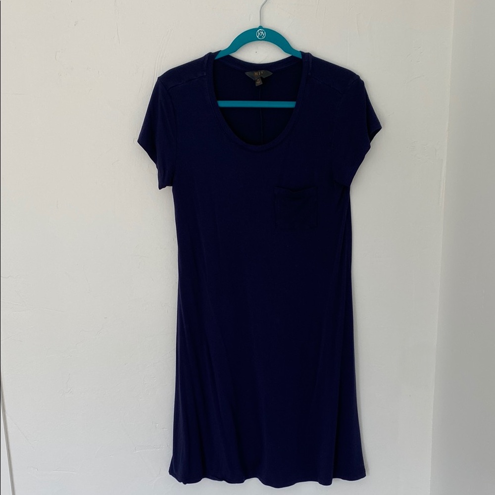 Blue Cap Sleeve Mini T-Shirt Dress